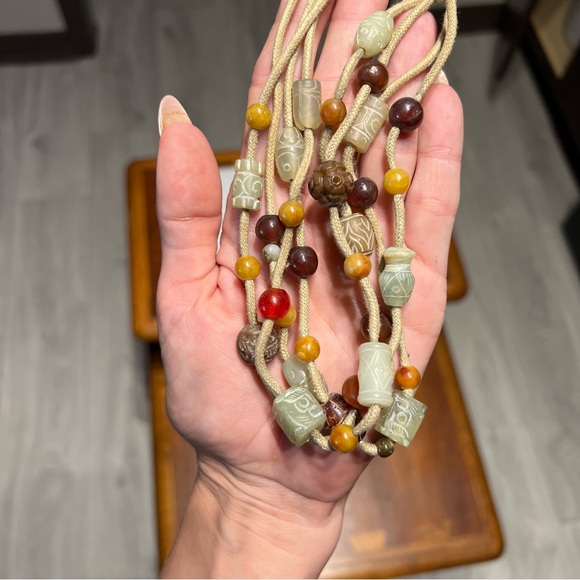 Mixed vintage jewelry lot carved jade & hard stone gemstone Chinese - Picture 7 of 8